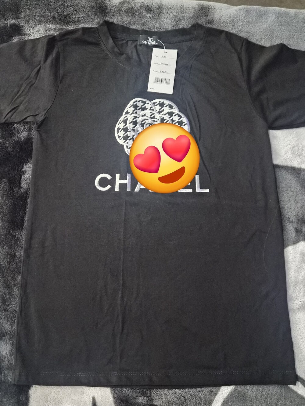 Black Tee with White Logo and Graphic